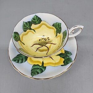 Tuscan Hawaiian Flowers Cup of Gold pattern cup & saucer England